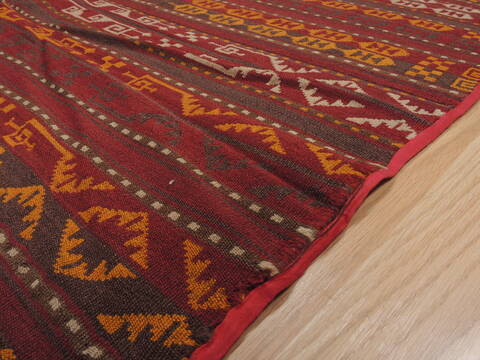 Kilim Red Runner Flat Woven 46 X 1011  Area Rug 100-110024 Image 6