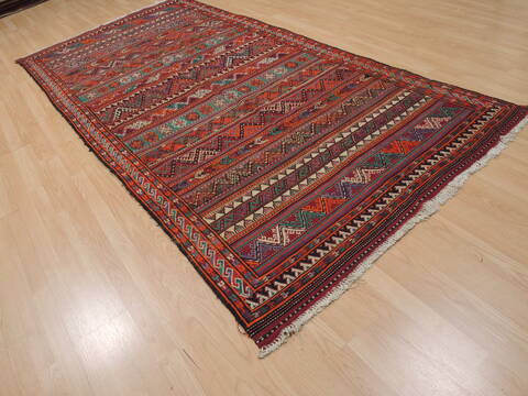 Kilim Red Runner Flat Woven 411 X 114  Area Rug 100-110041 Image 3