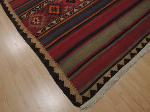 Kilim Red Runner Flat Woven 44 X 1210  Area Rug 100-110044 Image 4
