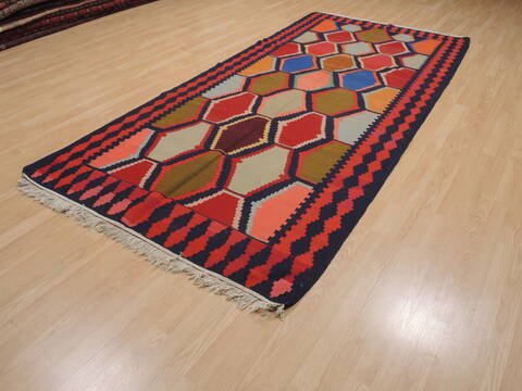 Kilim Red Runner Flat Woven 410 X 108  Area Rug 100-110046 Image 2