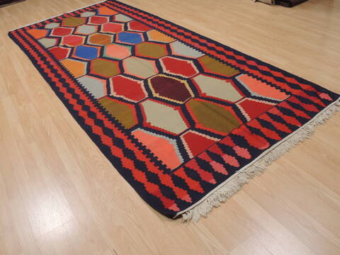Kilim Red Runner Flat Woven 410 X 108  Area Rug 100-110046 Image 3