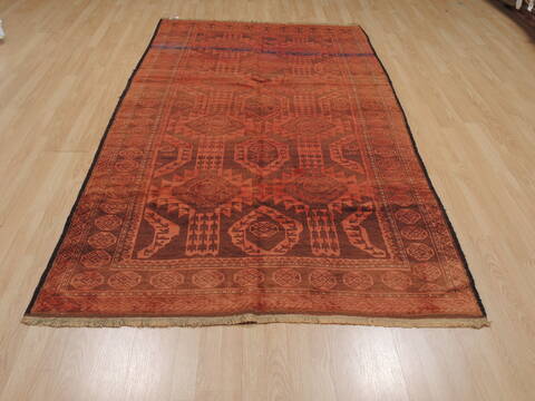 Baluch Orange Hand Knotted 410 X 92  Area Rug 100-110074 Image 1