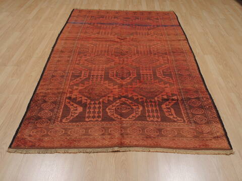 Baluch Orange Hand Knotted 410 X 92  Area Rug 100-110074 Image 3