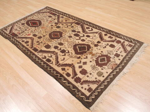 Baluch Beige Hand Knotted 35 X 60  Area Rug 100-110095 Image 3