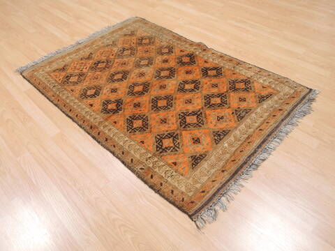 Baluch Orange Square Hand Knotted 411 X 53  Area Rug 100-110117 Image 2