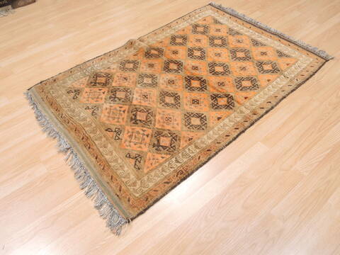 Baluch Orange Square Hand Knotted 411 X 53  Area Rug 100-110117 Image 4
