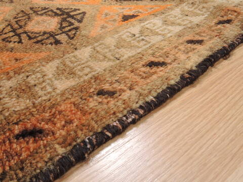 Baluch Orange Square Hand Knotted 411 X 53  Area Rug 100-110117 Image 5