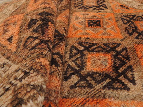 Baluch Orange Square Hand Knotted 411 X 53  Area Rug 100-110117 Image 6