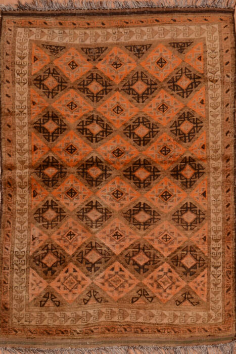 Baluch Orange Square Hand Knotted 411 X 53  Area Rug 100-110117 Image 0