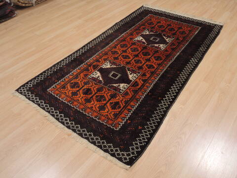 Baluch Orange Hand Knotted 36 X 66  Area Rug 100-110121 Image 10