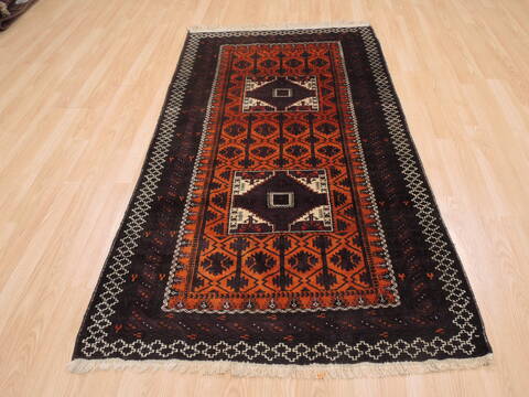 Baluch Orange Hand Knotted 36 X 66  Area Rug 100-110121 Image 1