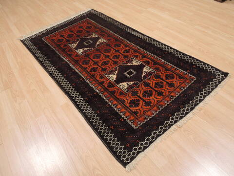 Baluch Orange Hand Knotted 36 X 66  Area Rug 100-110121 Image 2