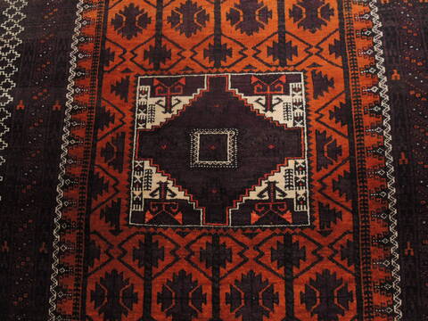 Baluch Orange Hand Knotted 36 X 66  Area Rug 100-110121 Image 5