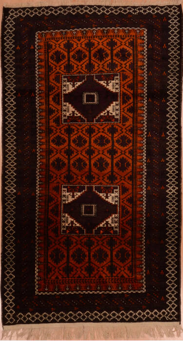 Baluch Orange Hand Knotted 36 X 66  Area Rug 100-110121 Image 0