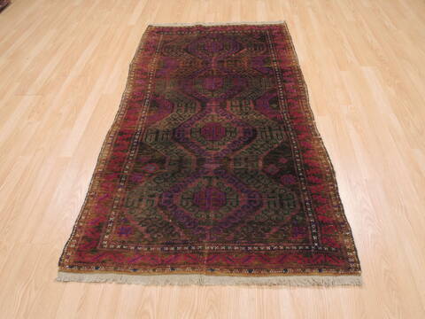 Baluch Green Hand Knotted 33 X 63  Area Rug 100-110125 Image 1