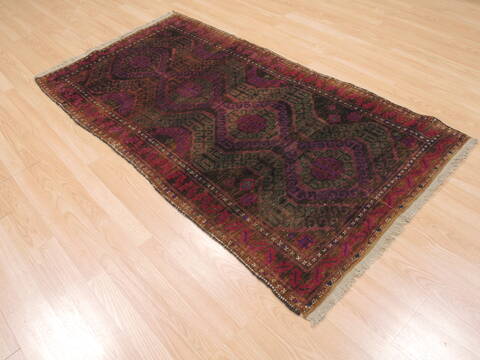 Baluch Green Hand Knotted 33 X 63  Area Rug 100-110125 Image 2