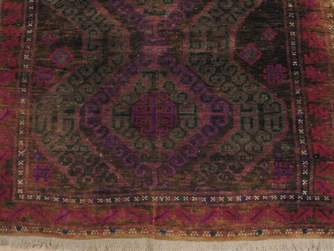 Baluch Green Hand Knotted 33 X 63  Area Rug 100-110125 Image 3