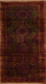 Baluch Green Hand Knotted 3'3" X 6'3"  Area Rug 100-110125