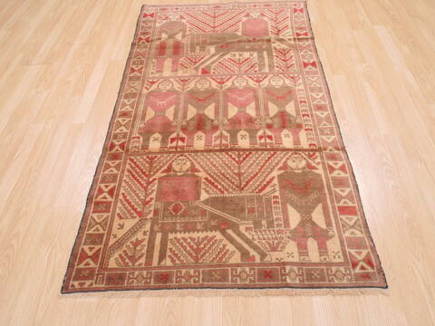 Baluch Beige Hand Knotted 34 X 61  Area Rug 100-110126 Image 1