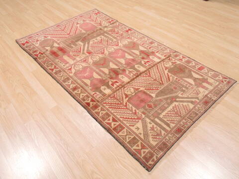 Baluch Beige Hand Knotted 34 X 61  Area Rug 100-110126 Image 3