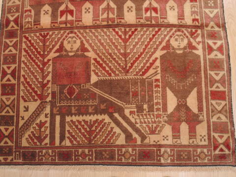 Baluch Beige Hand Knotted 34 X 61  Area Rug 100-110126 Image 4