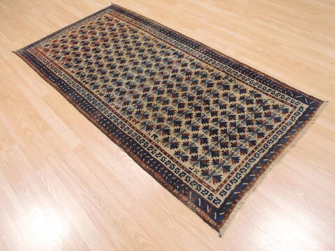 Baluch Beige Hand Knotted 31 X 64  Area Rug 100-110129 Image 3