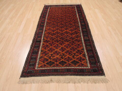 Baluch Orange Hand Knotted 37 X 62  Area Rug 100-110132 Image 1