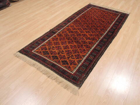 Baluch Orange Hand Knotted 37 X 62  Area Rug 100-110132 Image 2
