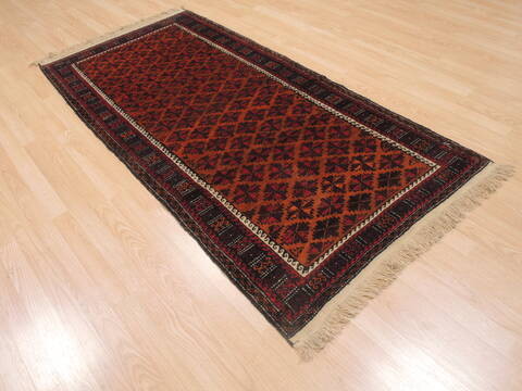 Baluch Orange Hand Knotted 37 X 62  Area Rug 100-110132 Image 3