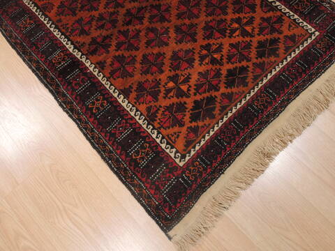 Baluch Orange Hand Knotted 37 X 62  Area Rug 100-110132 Image 4