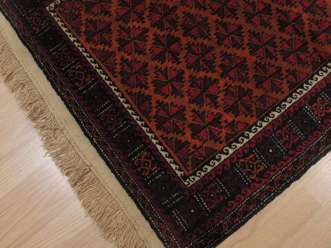 Baluch Orange Hand Knotted 37 X 62  Area Rug 100-110132 Image 7