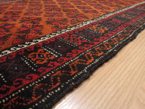 Baluch Orange Hand Knotted 37 X 62  Area Rug 100-110132 Image 8