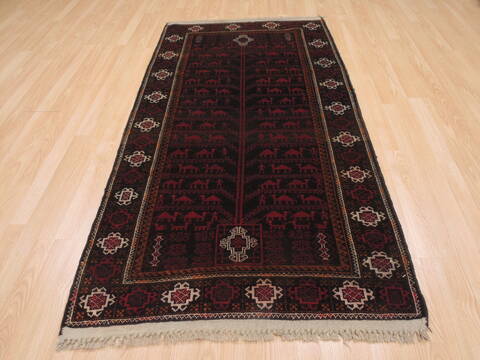 Baluch Brown Runner Hand Knotted 35 X 67  Area Rug 100-110134 Image 1