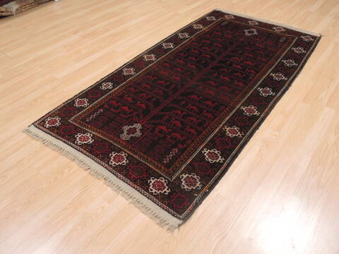 Baluch Brown Runner Hand Knotted 35 X 67  Area Rug 100-110134 Image 2