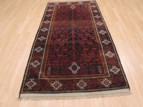Baluch Brown Runner Hand Knotted 35 X 67  Area Rug 100-110134 Image 4