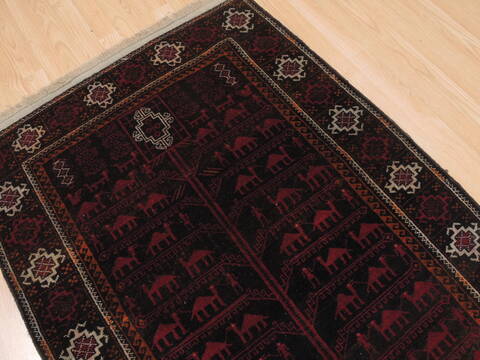 Baluch Brown Runner Hand Knotted 35 X 67  Area Rug 100-110134 Image 7