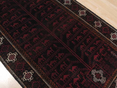Baluch Brown Runner Hand Knotted 35 X 67  Area Rug 100-110134 Image 8