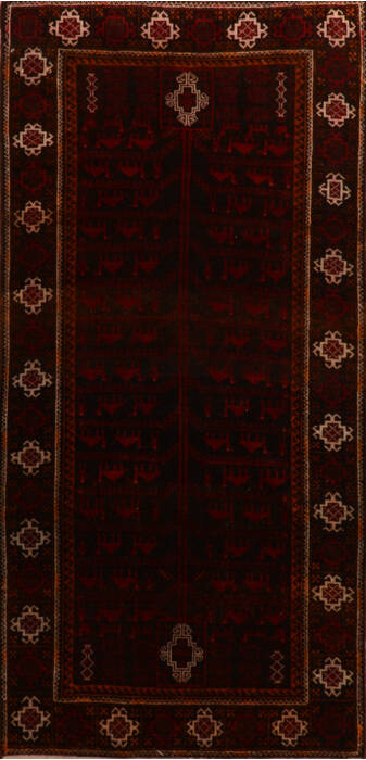 Baluch Brown Runner Hand Knotted 35 X 67  Area Rug 100-110134 Image 0