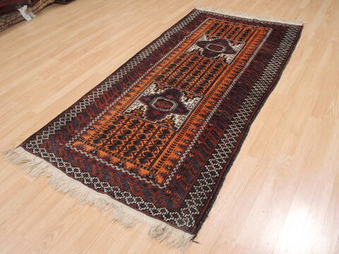 Baluch Orange Runner Hand Knotted 33 X 67  Area Rug 100-110137 Image 2