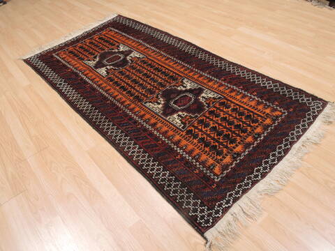 Baluch Orange Runner Hand Knotted 33 X 67  Area Rug 100-110137 Image 3