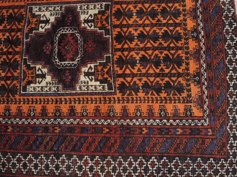 Baluch Orange Runner Hand Knotted 33 X 67  Area Rug 100-110137 Image 4