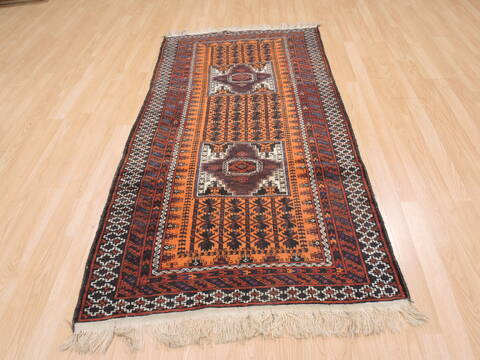 Baluch Orange Runner Hand Knotted 33 X 67  Area Rug 100-110137 Image 5