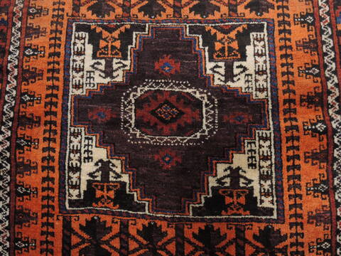Baluch Orange Runner Hand Knotted 33 X 67  Area Rug 100-110137 Image 6