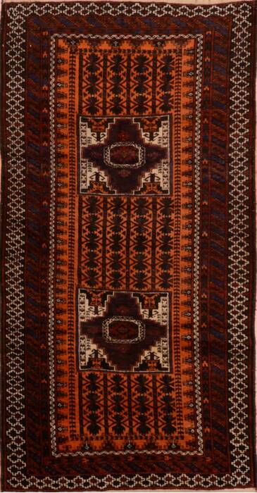 Baluch Orange Runner Hand Knotted 33 X 67  Area Rug 100-110137 Image 0