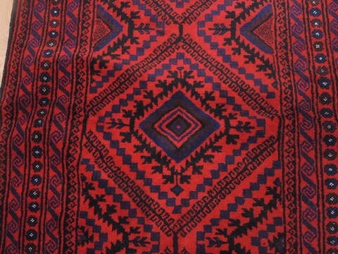 Baluch Red Runner Hand Knotted 43 X 129  Area Rug 100-110144 Image 7
