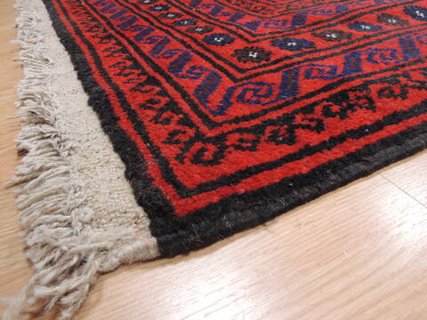 Baluch Red Runner Hand Knotted 43 X 129  Area Rug 100-110144 Image 8