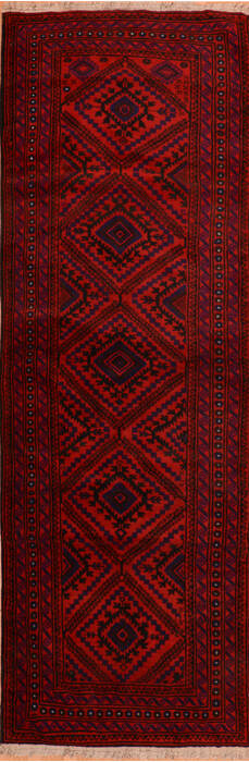 Baluch Red Runner Hand Knotted 43 X 129  Area Rug 100-110144 Image 0