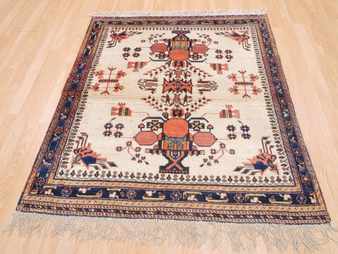 Afshar Beige Square Hand Knotted 39 X 43  Area Rug 100-110149 Image 1