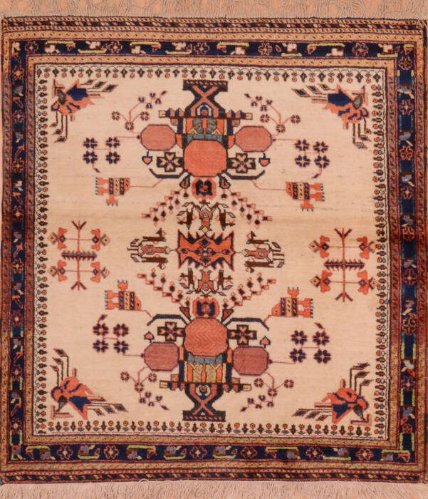 Afshar Beige Square Hand Knotted 39 X 43  Area Rug 100-110149 Image 0