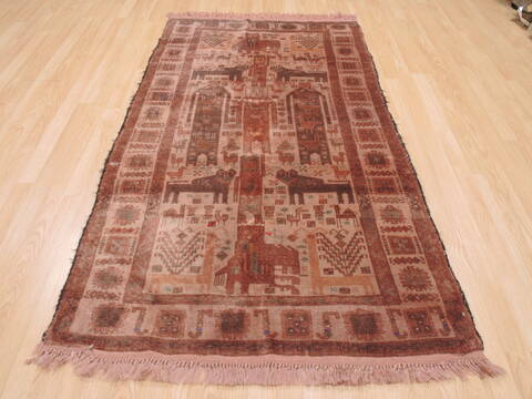 Baluch Beige Hand Knotted 37 X 68  Area Rug 100-110160 Image 1